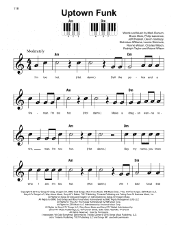 page one of Uptown Funk (feat. Bruno Mars) (Super Easy Piano)