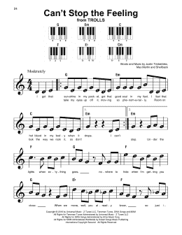 page one of Can't Stop The Feeling (Super Easy Piano)