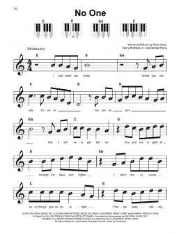 page one of No One (Super Easy Piano)