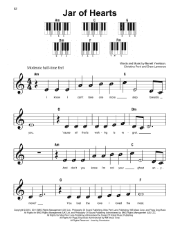 page one of Jar Of Hearts (Super Easy Piano)