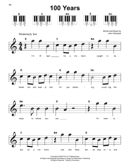 page one of 100 Years (Super Easy Piano)