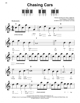 page one of Chasing Cars (Super Easy Piano)