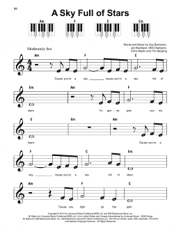 page one of A Sky Full Of Stars (Super Easy Piano)