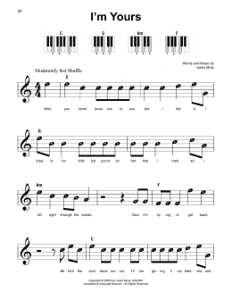 page one of I'm Yours (Super Easy Piano)