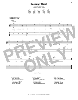 page one of Coventry Carol (Easy Guitar Tab)