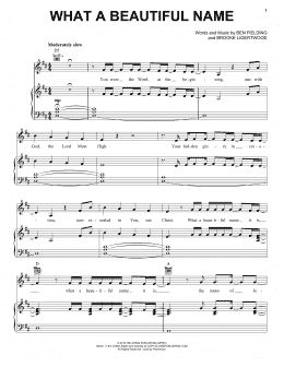 page one of What A Beautiful Name (Piano, Vocal & Guitar Chords (Right-Hand Melody))