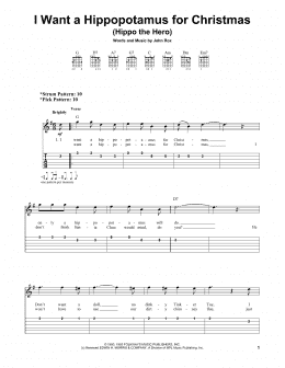 page one of I Want A Hippopotamus For Christmas (Hippo The Hero) (Easy Guitar Tab)