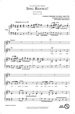 page one of Sing, Rejoice! (from Judas Maccabaeus) (2-Part Choir)