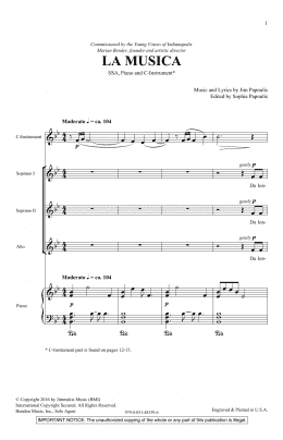 page one of La Musica (SSA Choir)
