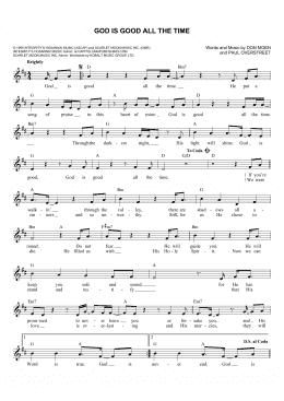 page one of God Is Good All The Time (Lead Sheet / Fake Book)