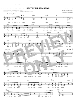 page one of Holy Spirit Rain Down (Lead Sheet / Fake Book)