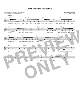 page one of Come Into His Presence (Lead Sheet / Fake Book)