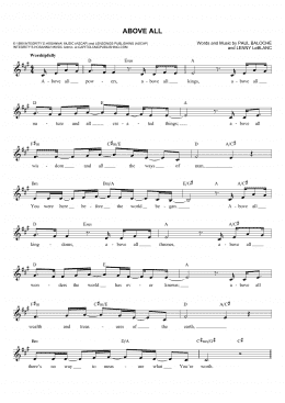 page one of Above All (Lead Sheet / Fake Book)