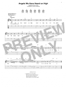 page one of Angels We Have Heard On High (Easy Guitar Tab)