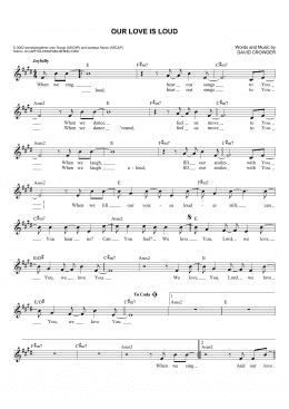page one of Our Love Is Loud (Lead Sheet / Fake Book)
