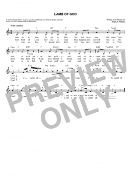 page one of Lamb Of God (Lead Sheet / Fake Book)