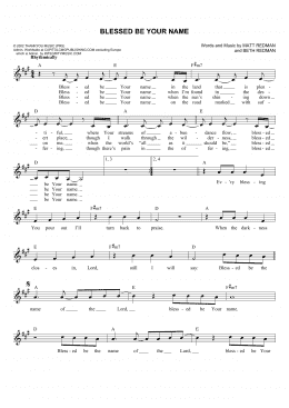 page one of Blessed Be Your Name (Lead Sheet / Fake Book)