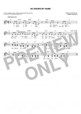 page one of He Knows My Name (Lead Sheet / Fake Book)