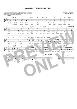page one of O Lord, You're Beautiful (Lead Sheet / Fake Book)