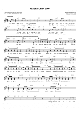 page one of Never Gonna Stop (Lead Sheet / Fake Book)
