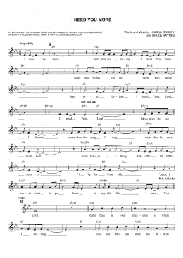 page one of I Need You More (Lead Sheet / Fake Book)