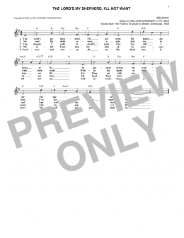 page one of The Lord's My Shepherd, I'll Not Want (Lead Sheet / Fake Book)
