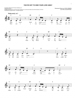 page one of You've Got To Hide Your Love Away (Easy Lead Sheet / Fake Book)