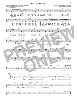 page one of The Logical Song (Lead Sheet / Fake Book)