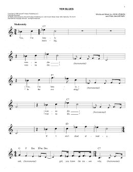 page one of Yer Blues (Easy Lead Sheet / Fake Book)