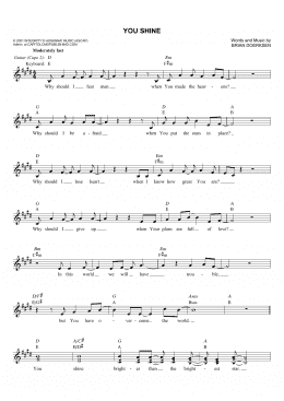 page one of You Shine (Lead Sheet / Fake Book)