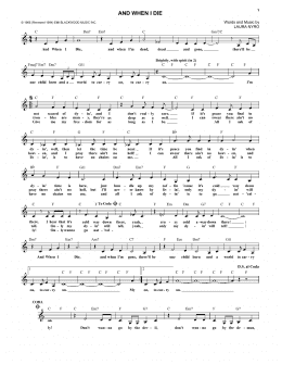 page one of And When I Die (Lead Sheet / Fake Book)