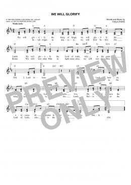 page one of We Will Glorify (Lead Sheet / Fake Book)