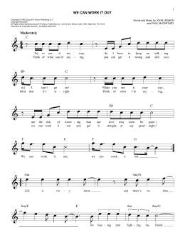 page one of We Can Work It Out (Easy Lead Sheet / Fake Book)