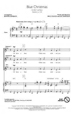 page one of Blue Christmas (SSA Choir)