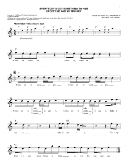 page one of Everybody's Got Something To Hide Except Me And My Monkey (Easy Lead Sheet / Fake Book)
