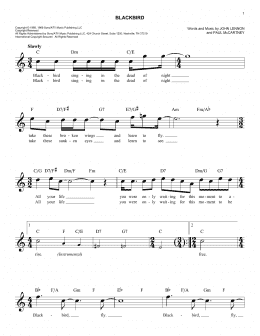 page one of Blackbird (Easy Lead Sheet / Fake Book)