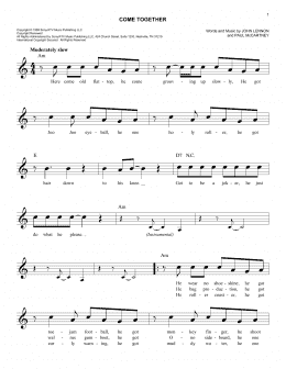 page one of Come Together (Easy Lead Sheet / Fake Book)