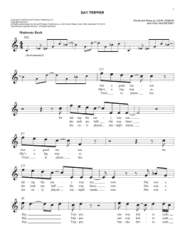 page one of Day Tripper (Easy Lead Sheet / Fake Book)