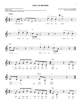 page one of Don't Let Me Down (Easy Lead Sheet / Fake Book)