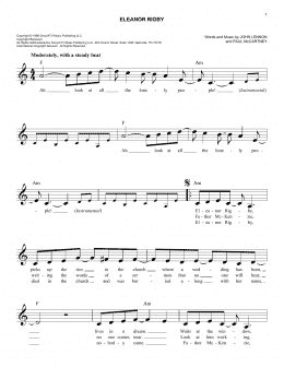 page one of Eleanor Rigby (Easy Lead Sheet / Fake Book)