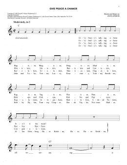 page one of Give Peace A Chance (Easy Lead Sheet / Fake Book)