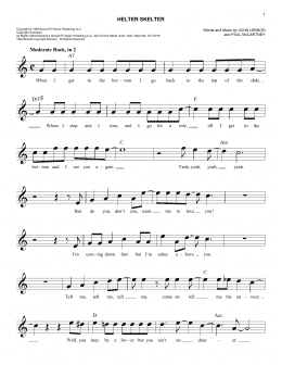 page one of Helter Skelter (Easy Lead Sheet / Fake Book)