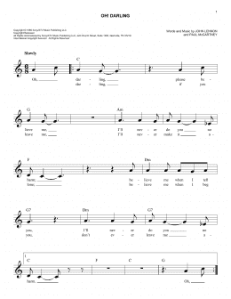 page one of Oh! Darling (Easy Lead Sheet / Fake Book)