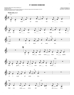 page one of If I Needed Someone (Easy Lead Sheet / Fake Book)