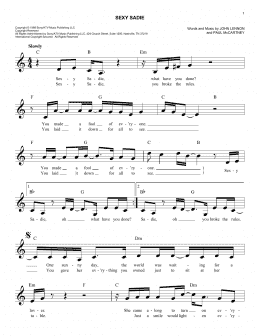 page one of Sexy Sadie (Easy Lead Sheet / Fake Book)