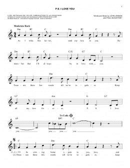 page one of P.S. I Love You (Easy Lead Sheet / Fake Book)