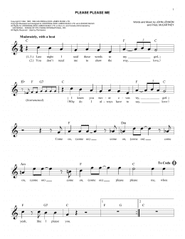 page one of Please Please Me (Easy Lead Sheet / Fake Book)