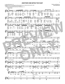 page one of Another One Bites The Dust (Lead Sheet / Fake Book)