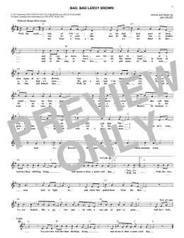 page one of Bad, Bad Leroy Brown (Lead Sheet / Fake Book)