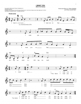 page one of I Want You (She's So Heavy) (Easy Lead Sheet / Fake Book)